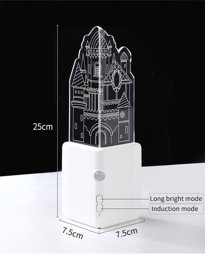 Rechargeable 3D LED Night Wall Light
