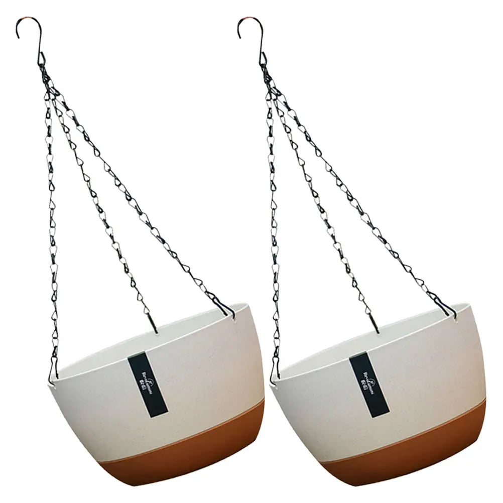 Hanging Flower Pots Set of 2 | Weatherproof & Contemporary | For Balcony, Fence & Indoor Use