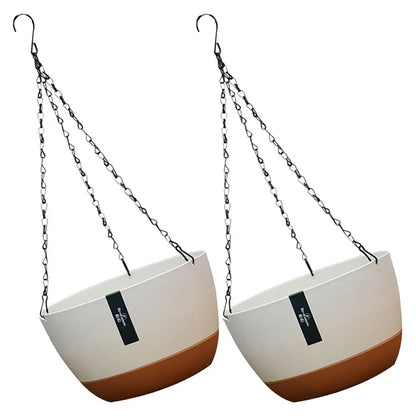 Hanging Flower Pots Set of 2 | Weatherproof & Contemporary | For Balcony, Fence & Indoor Use