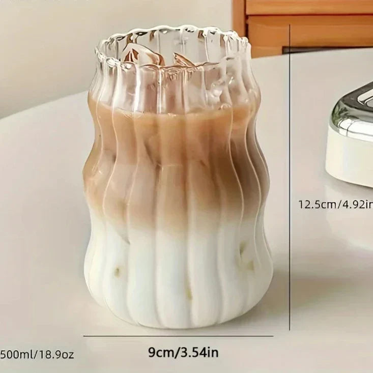 4-Piece Glass Tumbler Set - Ribbed Design, Heat-Resistant
