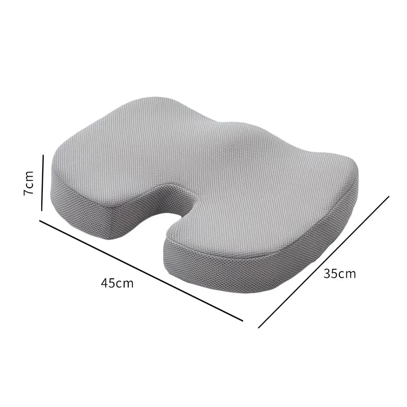 Ergonomic Seat Cushion with U-Shaped Cutout | Memory Foam Office Pillow with Washable Cover