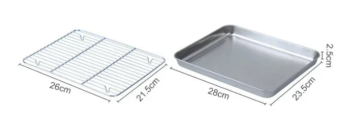 Stainless Steel Baking Tray with Wire Rack – Cake Baking, BBQ Pan, Oven Brownie Rack, Cooking, Roasting, and Grilling Tool