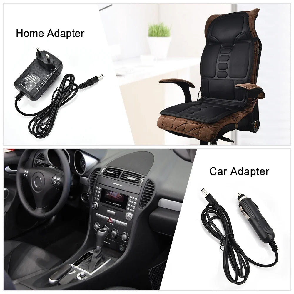 Vibration Massage Cushion for Full Body with Heat – 7 Motors, 8 Modes, 3 Intensities, Home/Car Adapters