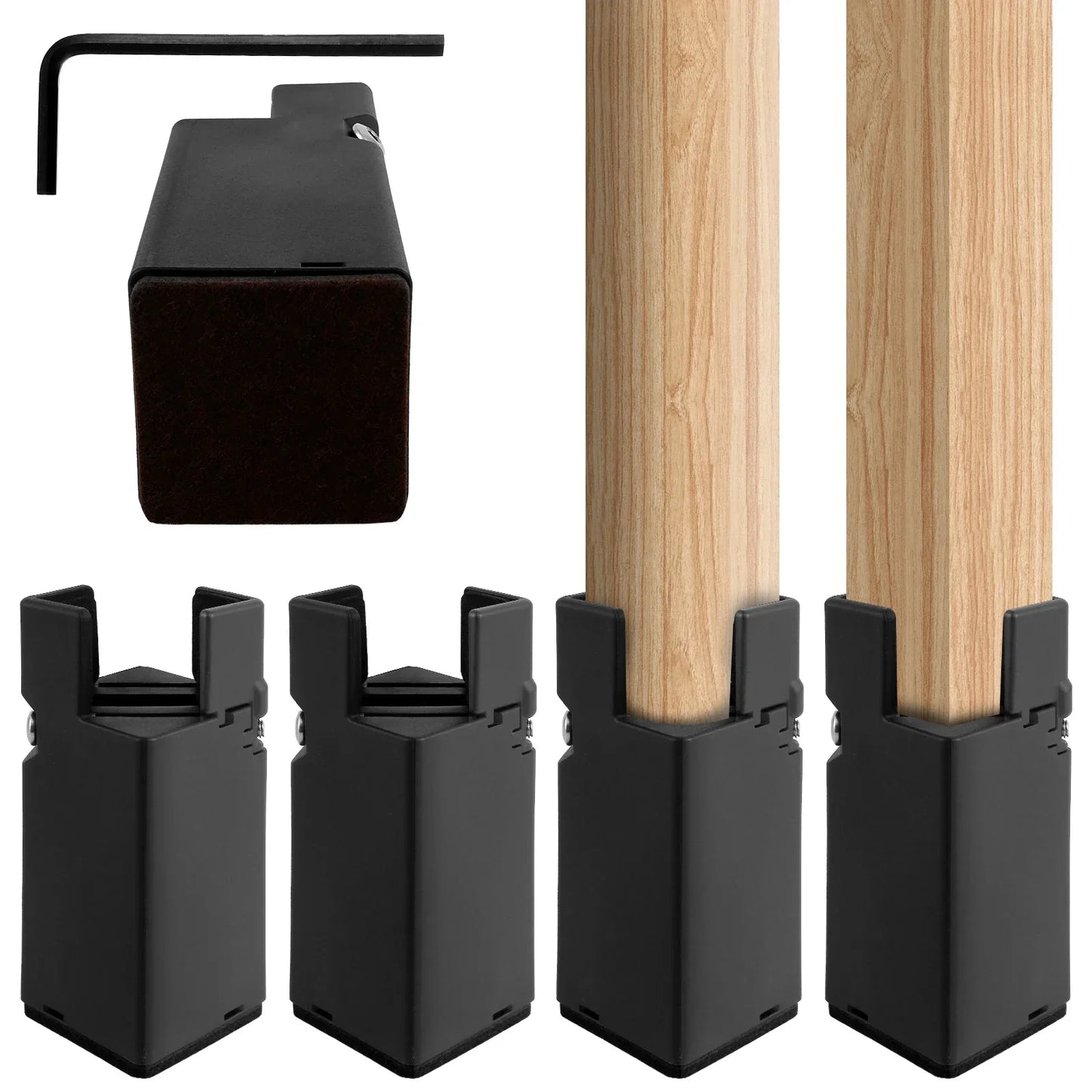 Adjustable Furniture Leg Set with 4 Pieces | Aluminum | Chair, Sofa & Table | Height 5–10 cm