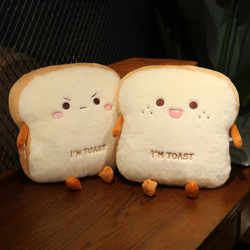 Ultra Soft Hand Warmer Pillow in Plush Toast Bread Design