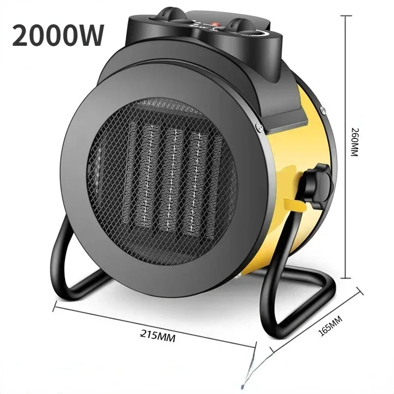 Industrial 220V Electric Heater with 3 Heat Settings, PTC Ceramic Technology, Thermostat & Overheat Protection, Portable Fan Heater 1500–3500W