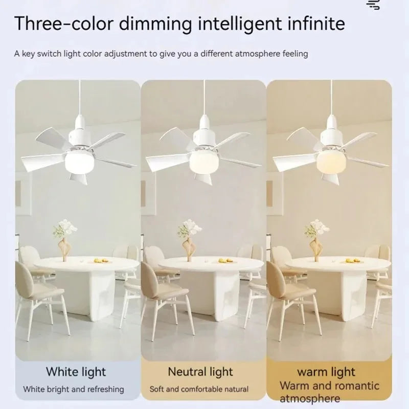 30W Remote-Controlled Ceiling Fan Light - LED Dimming, Quiet Design for Bedroom & Living Room