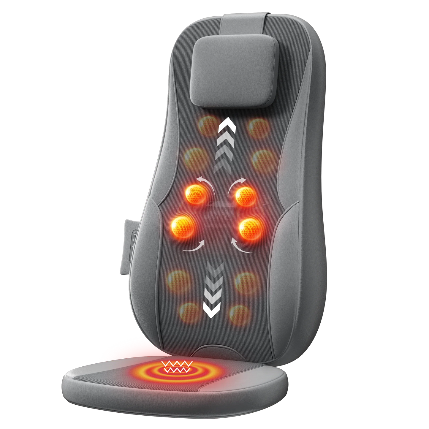 Heated Vibration Massage Cushion for Seat – Dual-Rail Back Massager with 3 Settings, Spot Control & Adapters for Home/Car