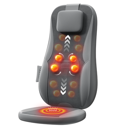 Heated Vibration Massage Cushion for Seat – Dual-Rail Back Massager with 3 Settings, Spot Control & Adapters for Home/Car