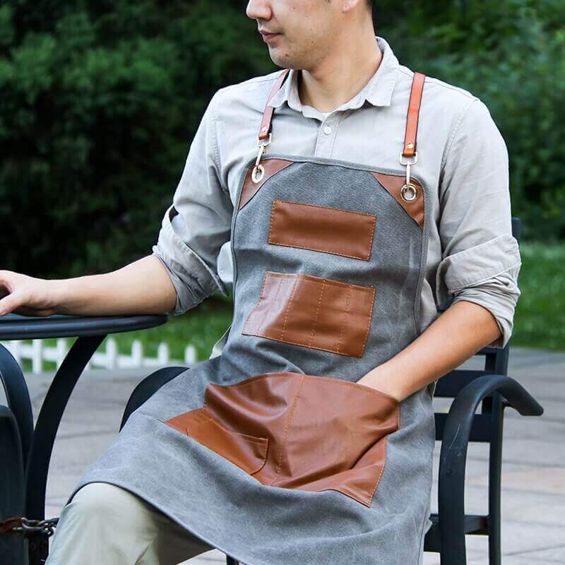 Handcrafted Leather Apron with Adjustable Straps for Cooking, Grilling & Crafting