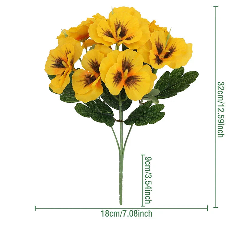 Artificial Pansies - 5 Stems for Wedding & Party Decorations