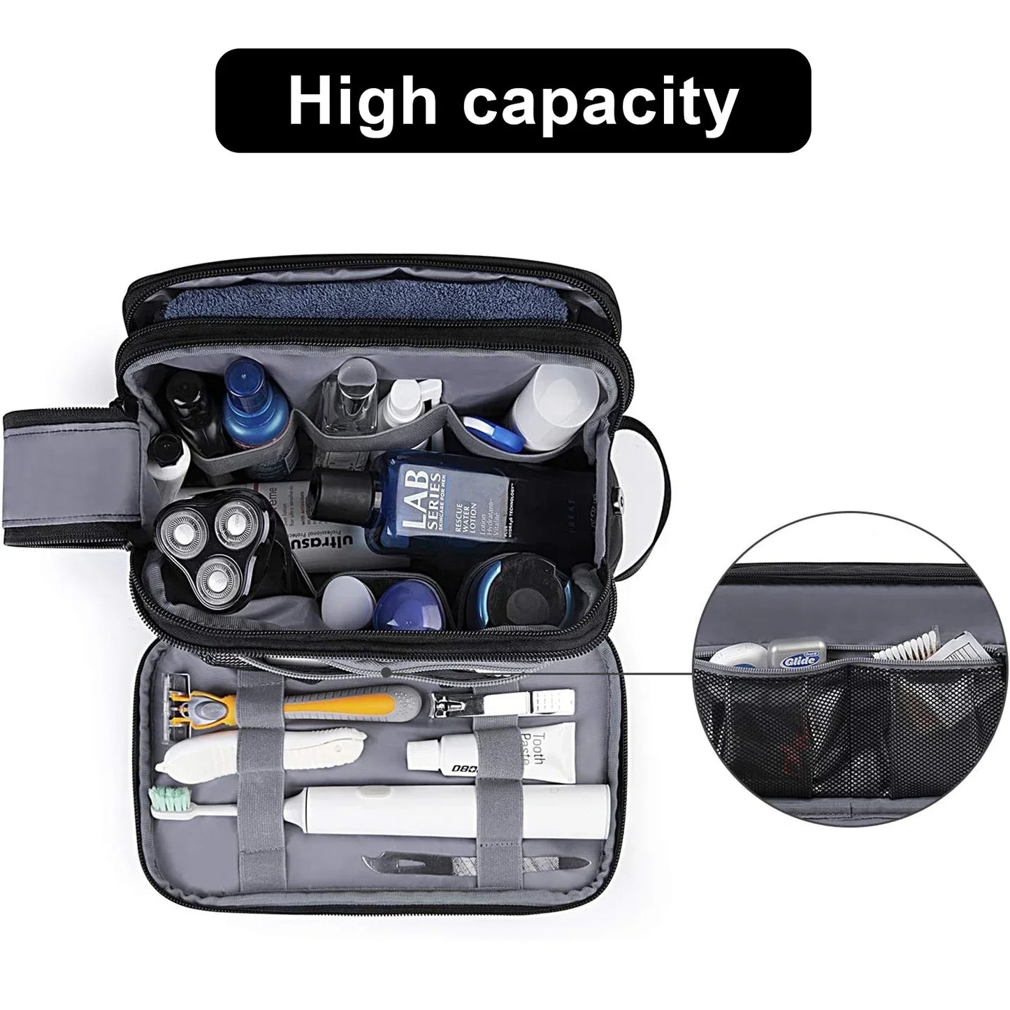 Men's Toiletry Bag – Water-Resistant, Spacious & Practical with Wet Compartment and Double Zipper
