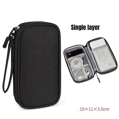 Travel Cable Organizer with Waterproof Storage Bag – Double-Layer Electronics Case