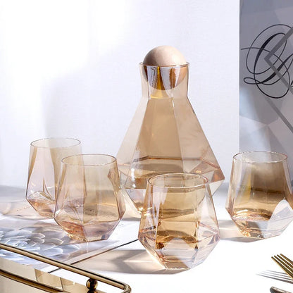 Drinkware Set with Diamond Design – Jug and Tumblers