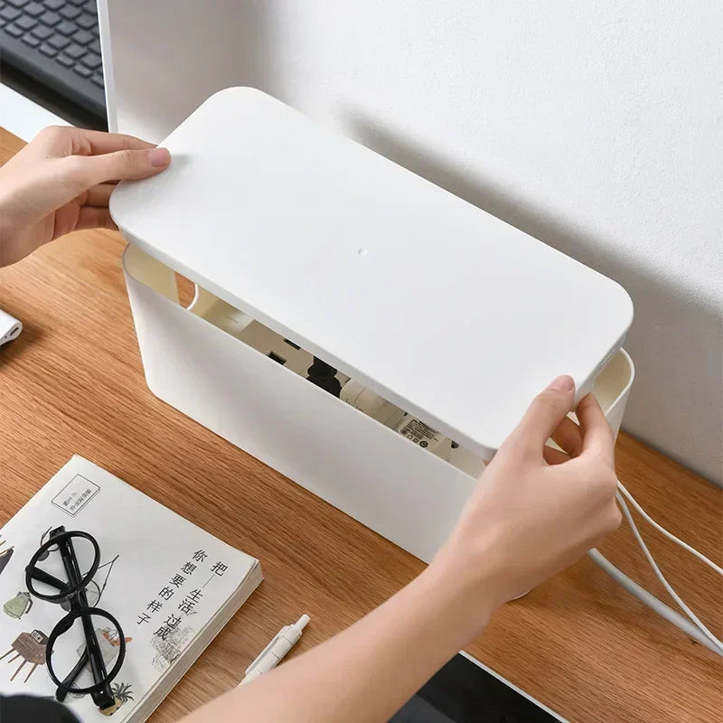 Cable Management Box with Lid – Dust Protection for Outlets & Charging Cables – 32×13×12 cm