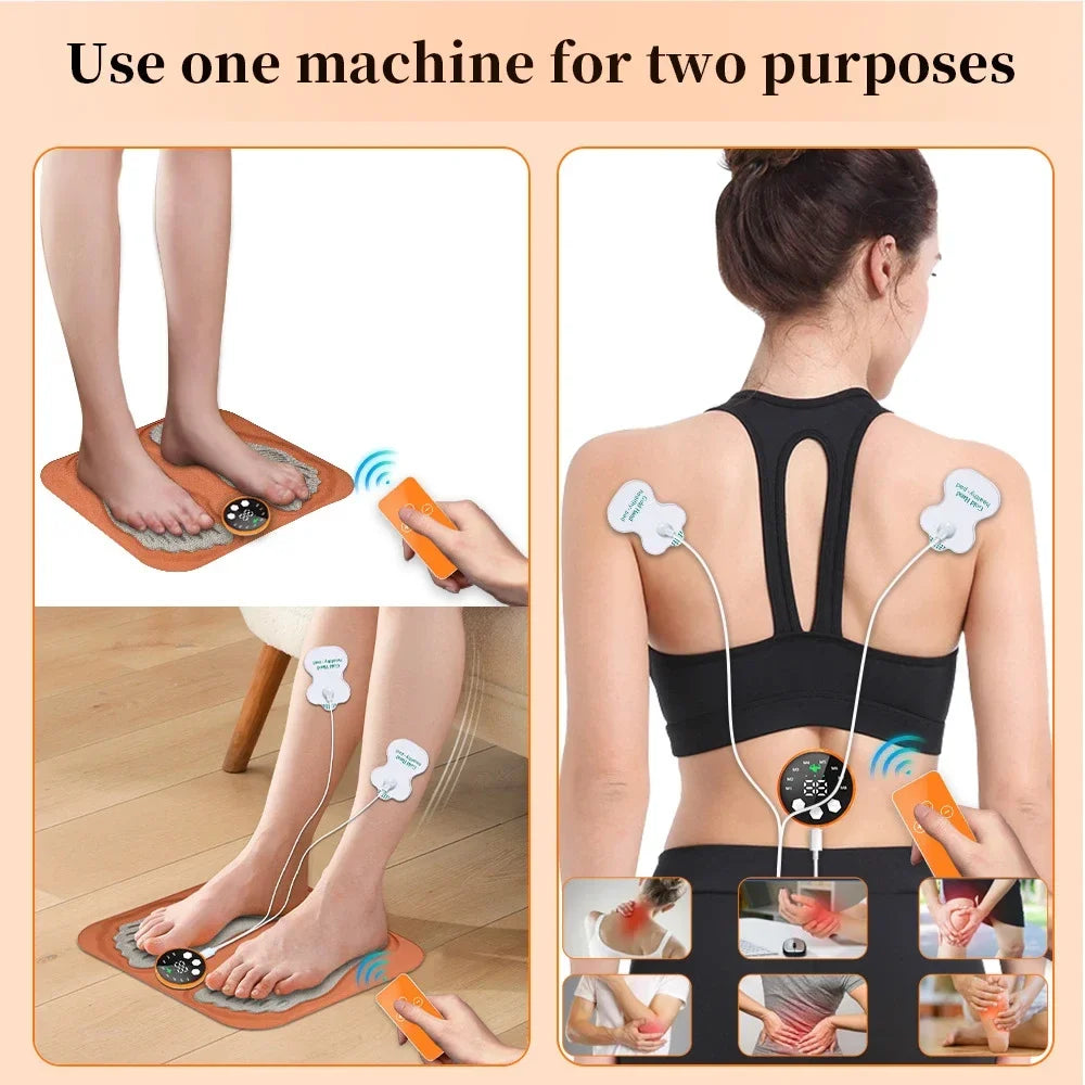 Rechargeable Foot Massage Mat with Remote Control - 8 Modes, 29 Intensities & Electrode Pads