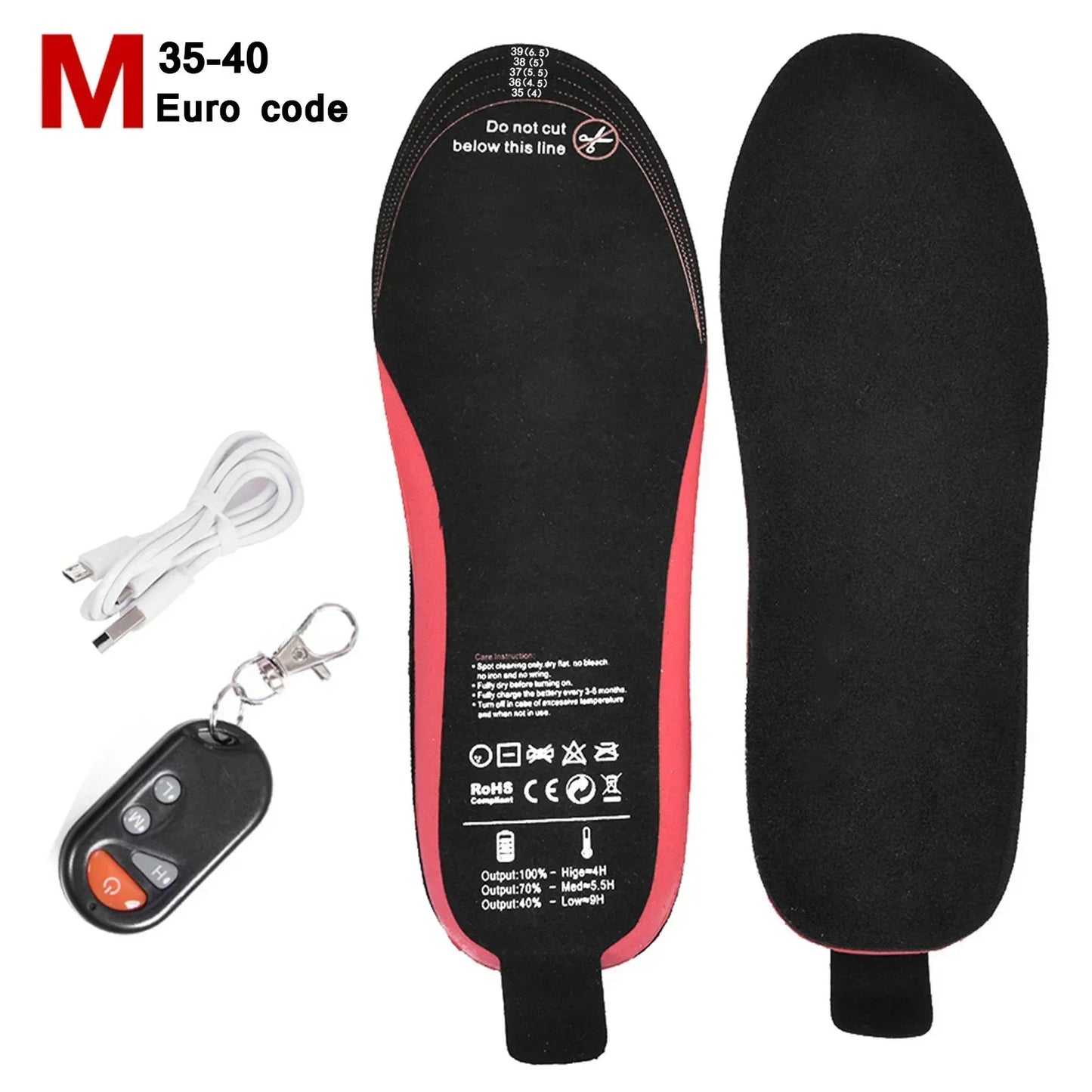 Rechargeable Heated Insoles with Remote Control | 3 Adjustable Heat Levels | Customizable Size | Electric Foot Warmers for Outdoor and Winter Use
