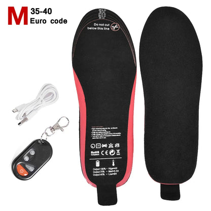 Rechargeable Heated Insoles with Remote Control | 3 Adjustable Heat Levels | Customizable Size | Electric Foot Warmers for Outdoor and Winter Use