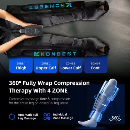 Leg Massager Boots with Air Compression – 4 Chambers, 30–240 mmHg, 5 Levels & LCD Timer