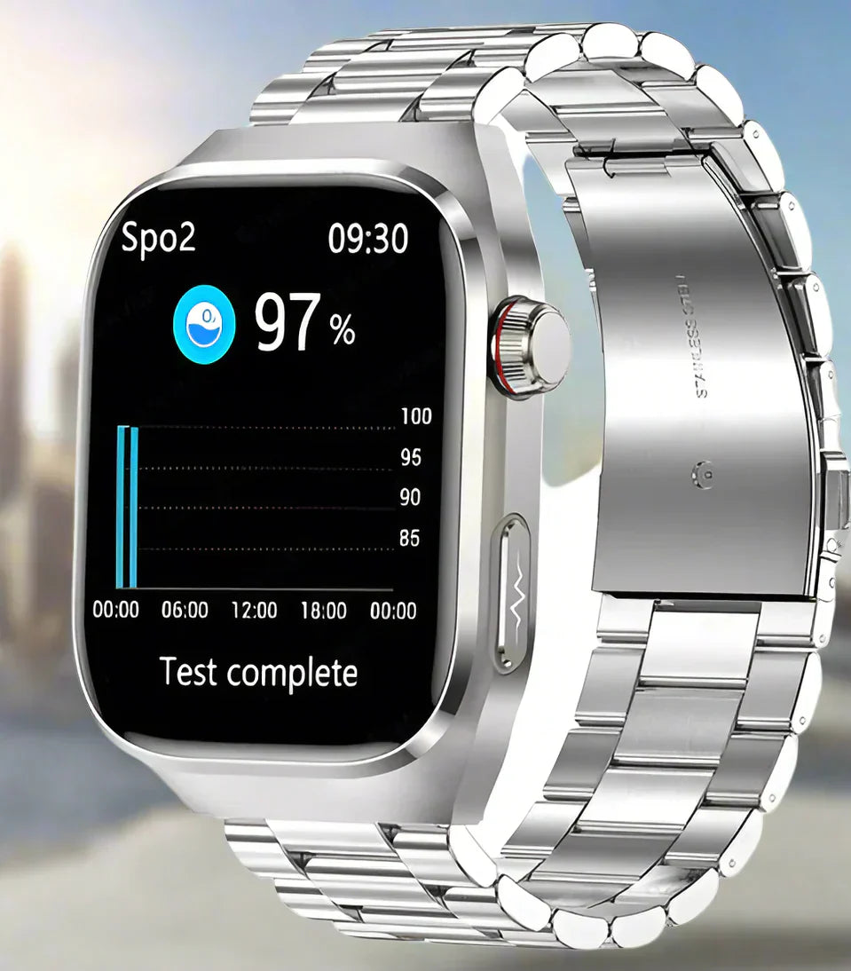 Health Smartwatch with Blood Sugar, Uric Acid, ECG+PPG, and Bluetooth Call