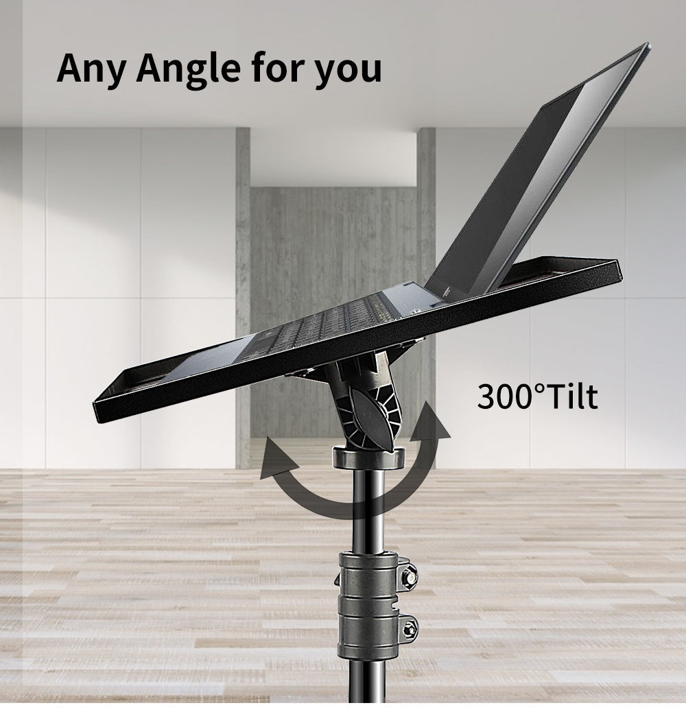 Portable Laptop Stand with Adjustable Height, Removable Wheels, and Dual Trays