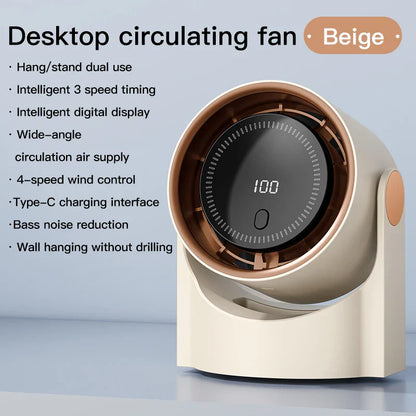 USB Bladeless Fan – Silent Table Fan with 100 Speed Settings