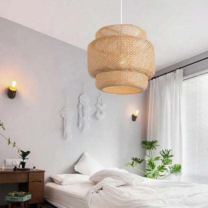 Handcrafted Bamboo Pendant Light - 30cm Modern Design for Rustic Style