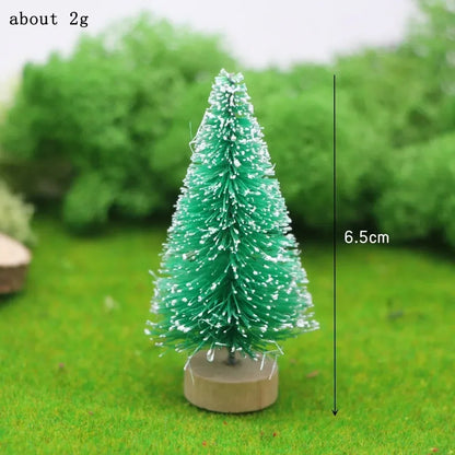 Mini Christmas Tree on Sisal Base - Decorated Cedar and Pine with Beads and Star - Table Decoration & Figurine 4.5–13 cm