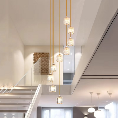 Elegant Grand Ceiling Light – Vintage Crystal Staircase Chandelier