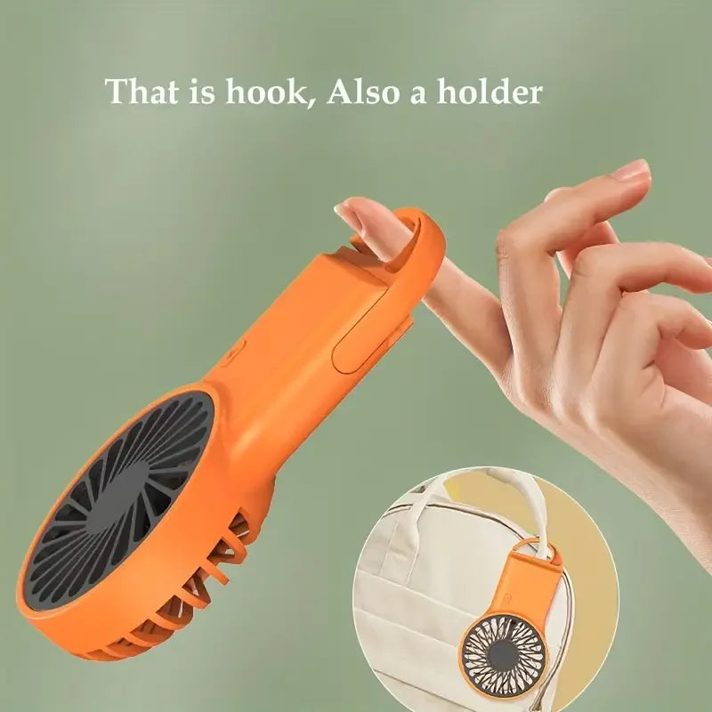 Compact USB-C Folding Fan | Quiet & Portable | Includes Carabiner & Battery
