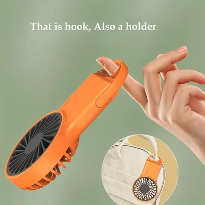 Compact USB-C Folding Fan | Quiet & Portable | Includes Carabiner & Battery