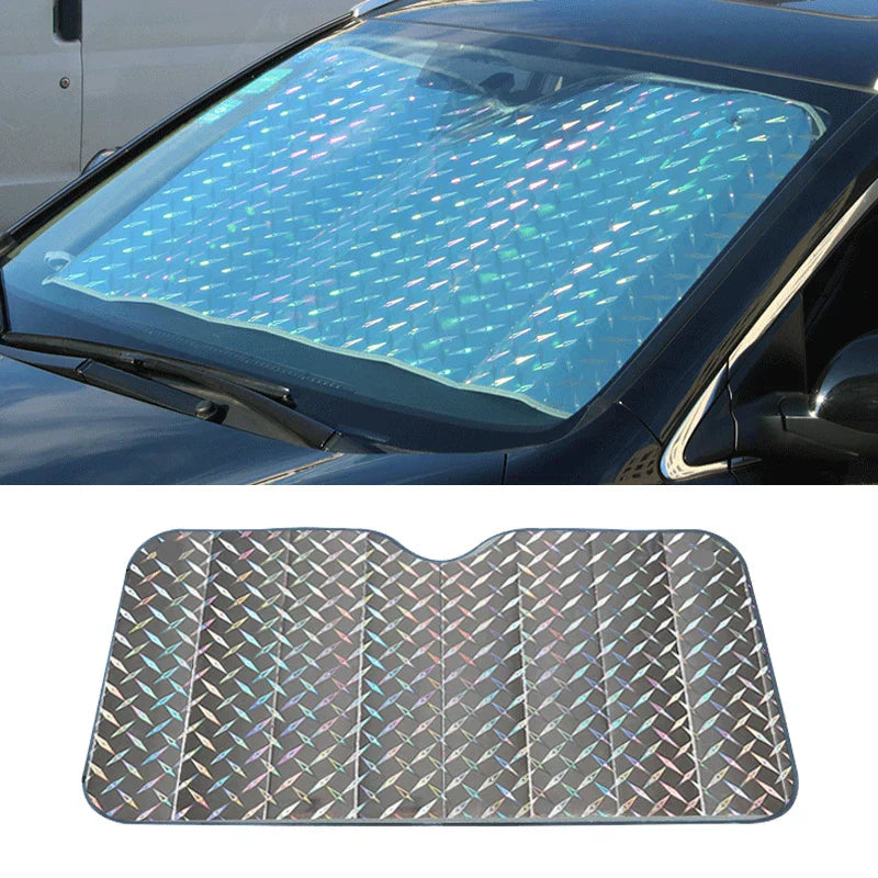 Universal Folding Car Sunshade | UV & Heat Protection | Silver