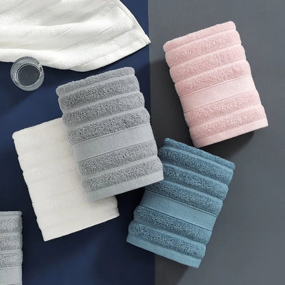 Set of 4 Absorbent Cotton Face Towels 35x35 cm with Ribbed Design for Bath, Travel, and Gym