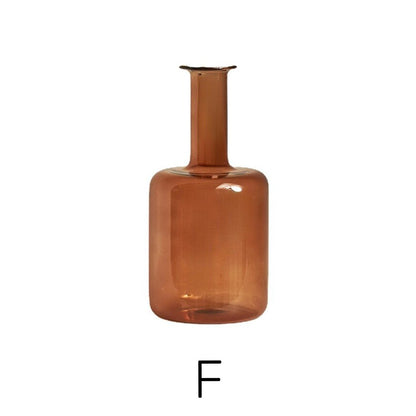 Contemporary Glass Candle Holder in Amber Color