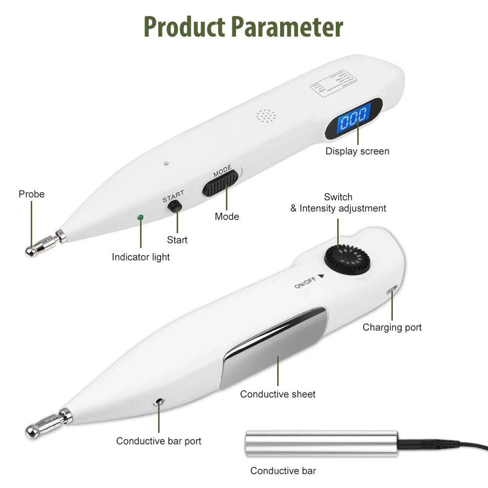 Rechargeable Massage Pen with 9 Intensity Settings, Audio Alert, 2 Probes