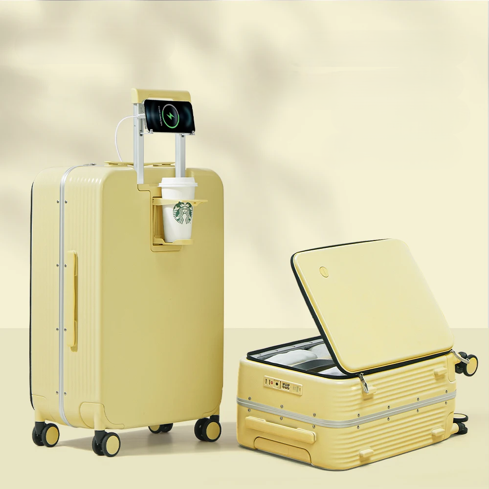 Lightweight Aluminum Travel Suitcase with USB Charging Port