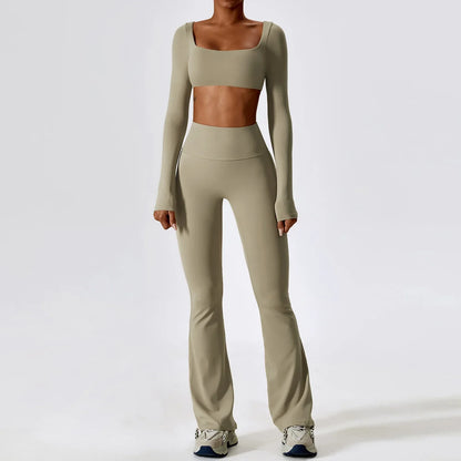 2-Piece Women's Workout Outfit - Breathable Leggings and Sports Bra Set