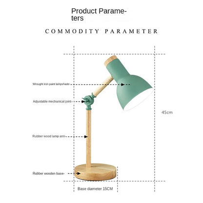 Adjustable Wooden Table Lamp for Bedside – Nordic Style
