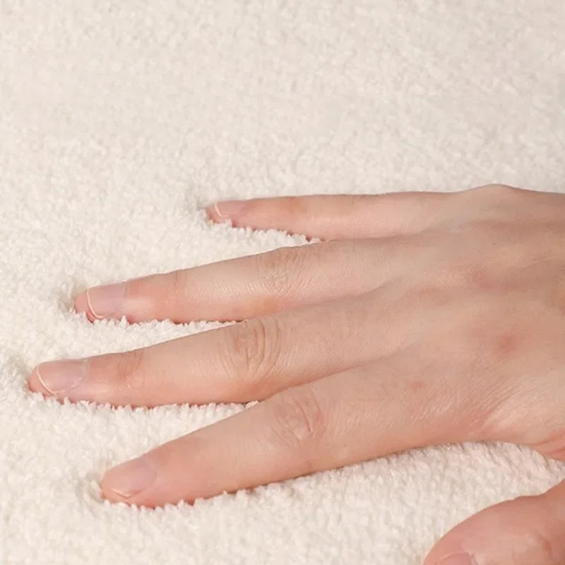 Cream Soft Plush Area Carpet - Non-Slip Irregular Shaped Rug