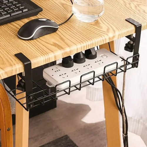 Metal Cable Tray Holder for Desk & Office - 40.5x13x16cm Black