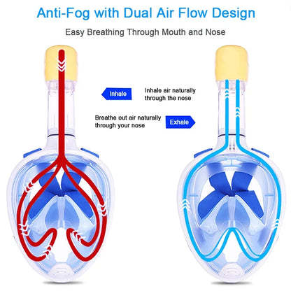 Full Face Snorkel Mask | 180° View | Anti-Fog & Leak-Proof | Kids & Adults
