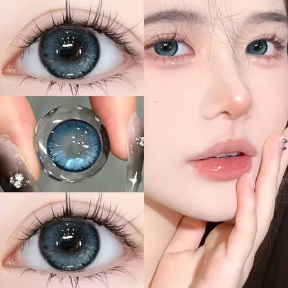 1 Pair Colored Contact Lenses with Diopters – Natural Blue and Green