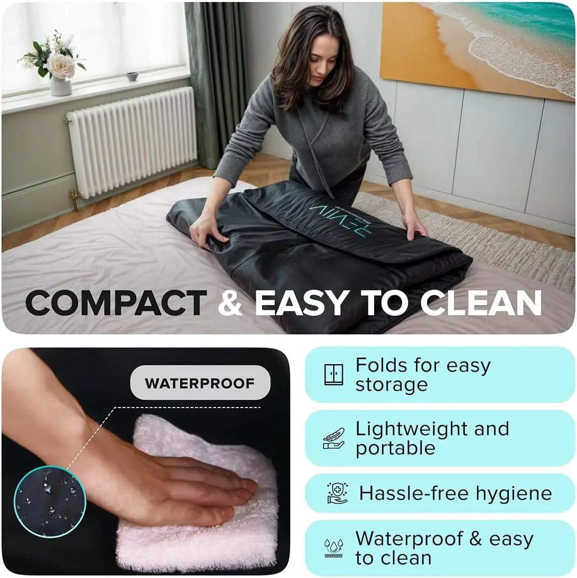 Portable Far Infrared Sauna Blanket with 6 Heat Settings, Arm Zippers & Auto Shut-Off