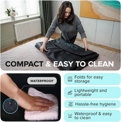 Portable Far Infrared Sauna Blanket with 6 Heat Settings, Arm Zippers & Auto Shut-Off