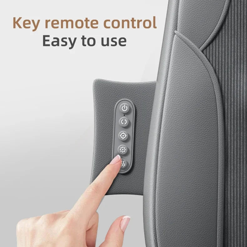 Heated Vibration Massage Cushion for Seat – Dual-Rail Back Massager with 3 Settings, Spot Control & Adapters for Home/Car