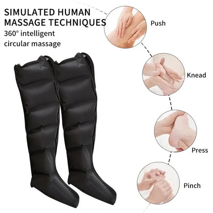 Leg Massager Boots with Air Compression – 360° Foot and Calf Wraps, 3 Modes & Intensities, Remote Control