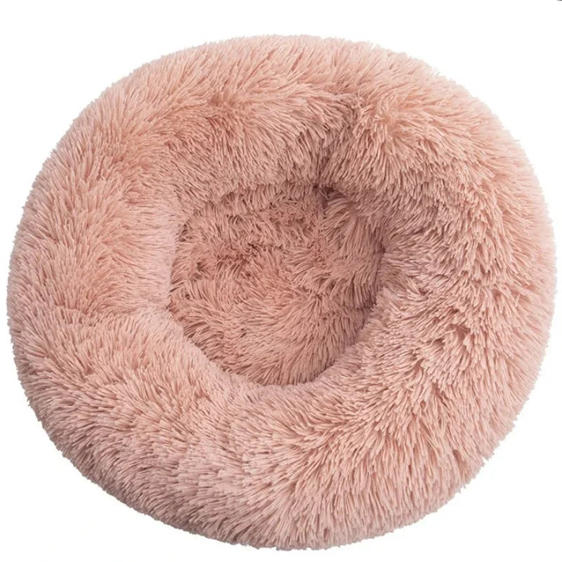 Plush Round Pet Bed – Washable, Non-Slip Design for Comfort