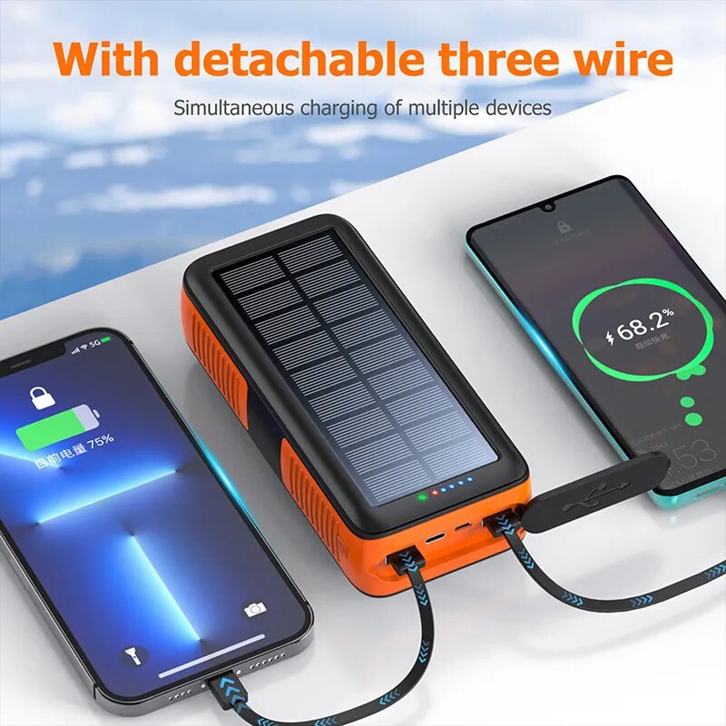 Reliable 61200mAh Solar Power Bank with Hand Crank Feature