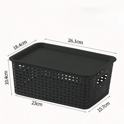 Stackable Plastic Storage Bins with Lid | Contemporary Ventilated Organizers for Office, Bedroom & Kids Room