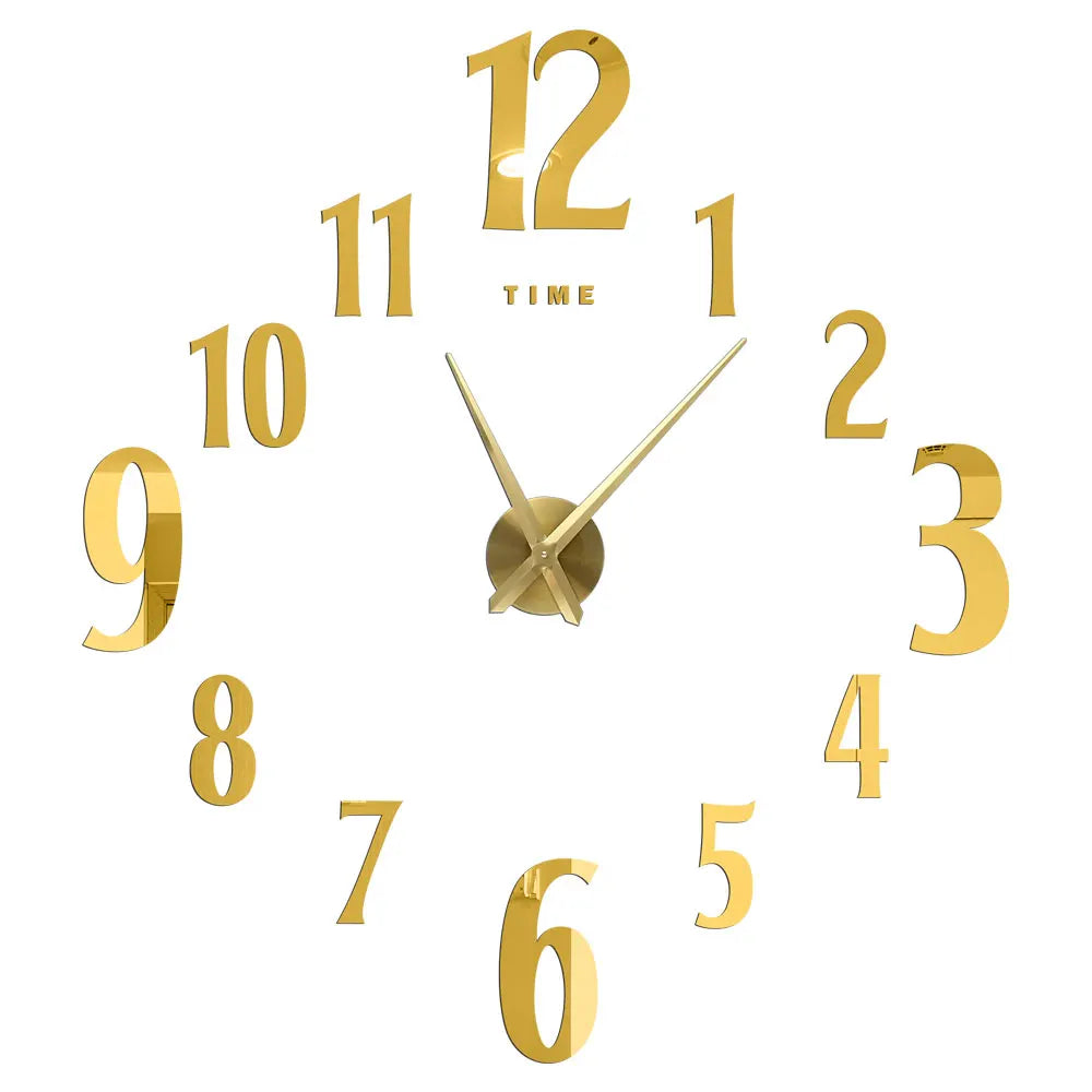 DIY 3D Mirrored Acrylic Wall Clock - Self-Adhesive Home Decor for Kitchen and Living Room